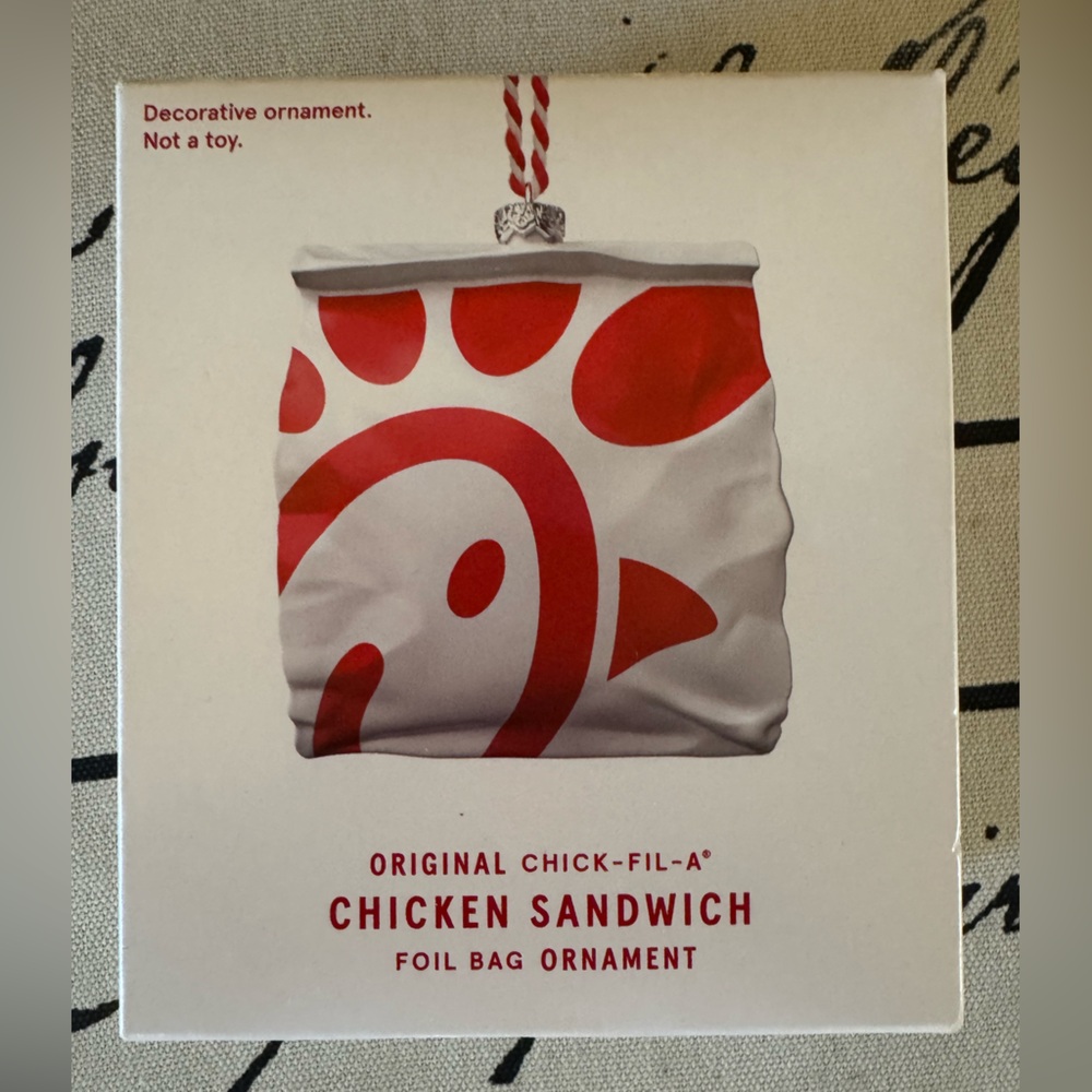Original Chick-Fil-A Chicken Sandwich Foil Bag Ornament NEW 2024